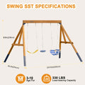 Robotime Robud 3-in-1 Playground Wooden Swing Sets for Backyard DIY Swing Sets with Tree Swing and 2 Toddler Swings for Kids 3+