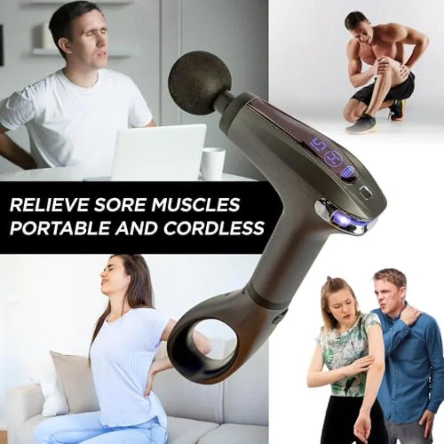 Massage Gun Deep Tissue Percussion Massager for Back and Neck Pain Relief Portable Handheld Muscle Massage Guns Travel-Friendly