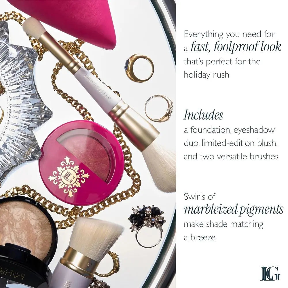 Daily Routine Kit | Porcelain | Limited Edition Makeup Set | Baked Foundation or Mature Skin, Exclusive Blush, Eye, Retractable