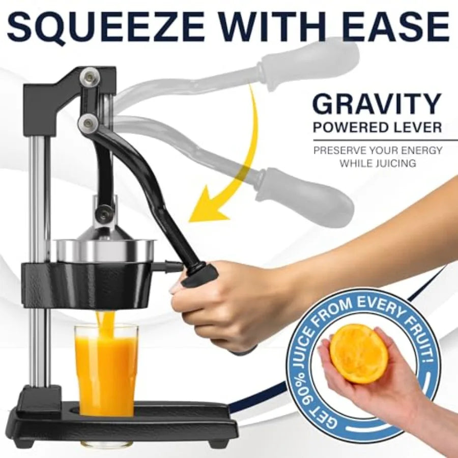 ExtraLarge Commercial Grade Manual Hand Press for Fresh Orange Juice Heavy Duty Countertop Citrus Juicer with Bonus Stainless S