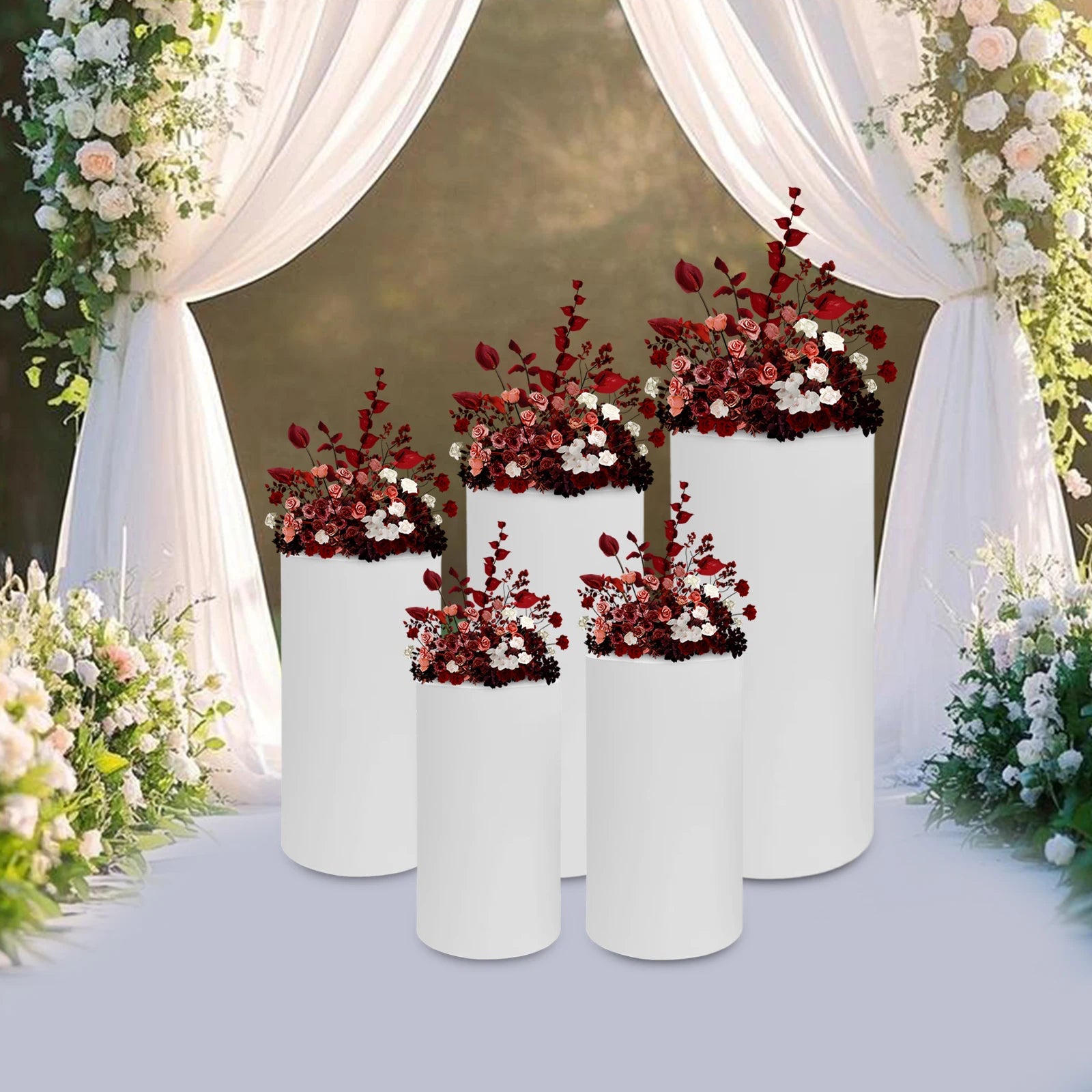 5Pcs Cylindrical Dessert Display Stands, Wedding Event Cake Stand Set Cake Display Cylinder,Round Display Stand for Decorations