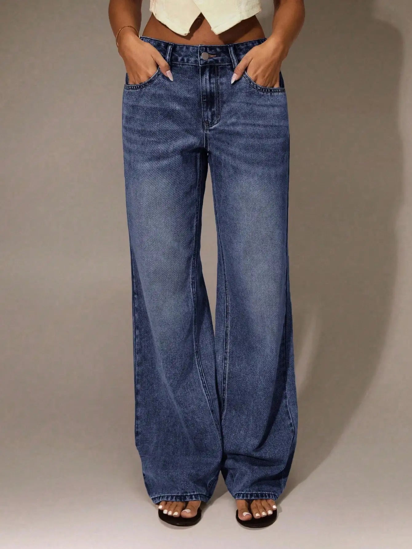 Women's High Waist Wide Leg Denim Jeans - Casual Y2K Style for Streetwear & Going Out