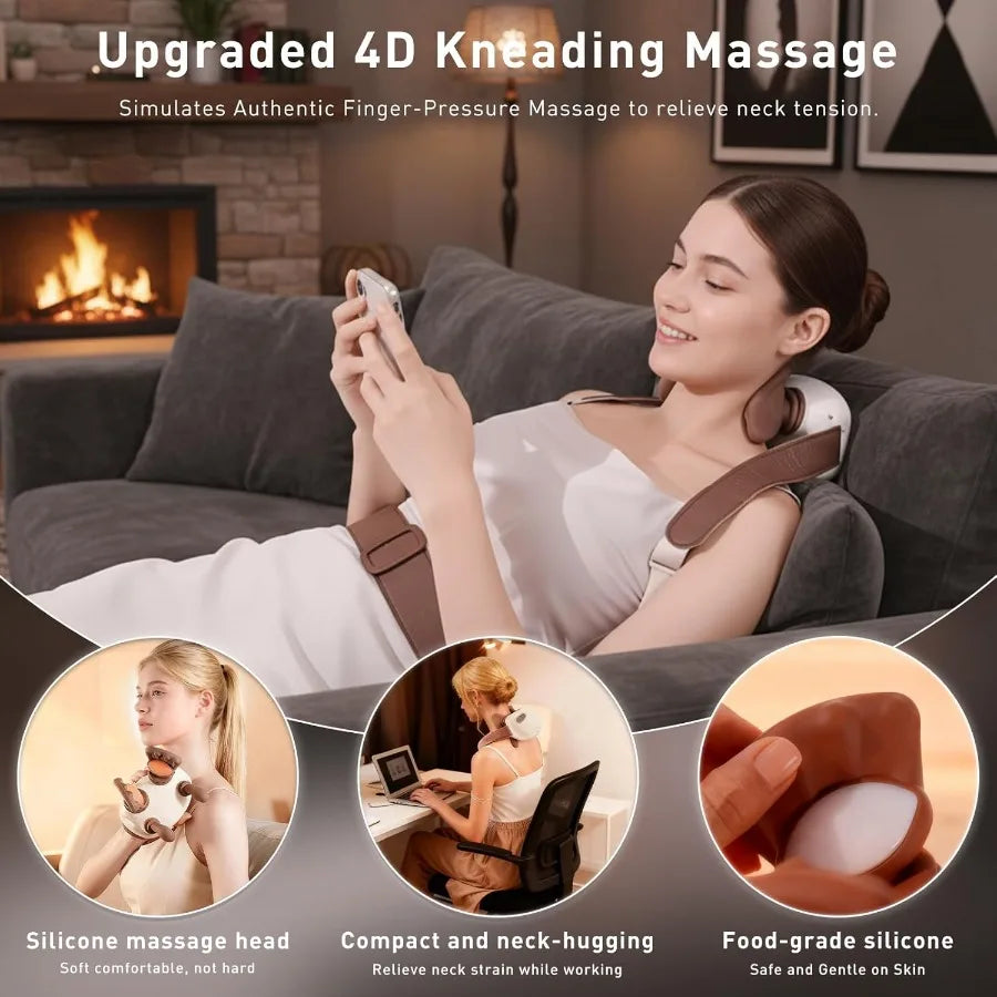 4D Wireless Neck Shoulder Massager Bionic Hands Deep Tissue Massage Portable Electric Kneading Shiatsu Back Massager 3 Relax Ma