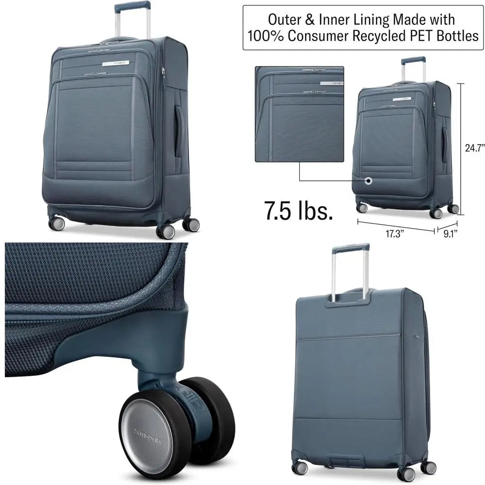 medium lightweight expandable polyester softside luggage with spinner wheels - airline approved