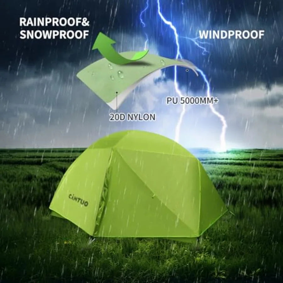 2 Person Backpacking Tent 3 Season Camping Tent Ultralight Waterproof Windproof Easy Set Up for Outdoor Hiking Cycling