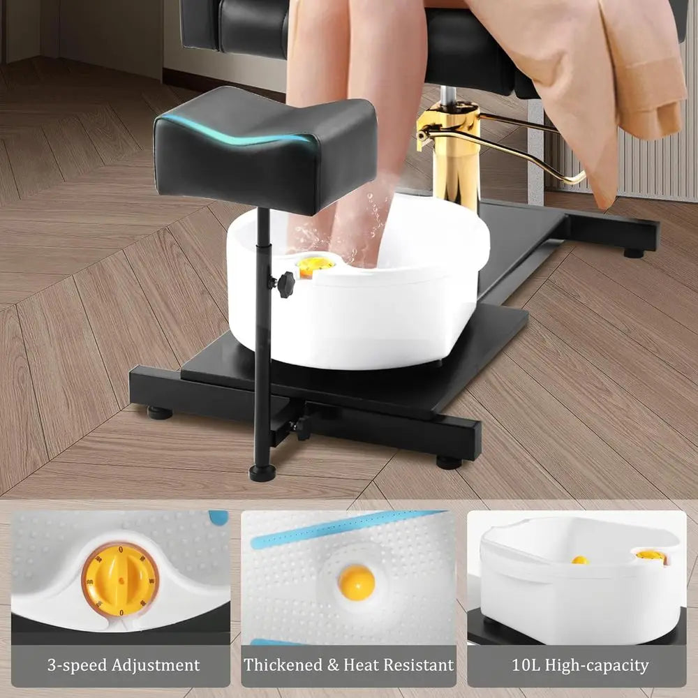 Portable Pedicure Chair with Adjustable Footrest, Massage Bowl, and Rolling Stool - Ideal for Nail Technicians and Spa Salons
