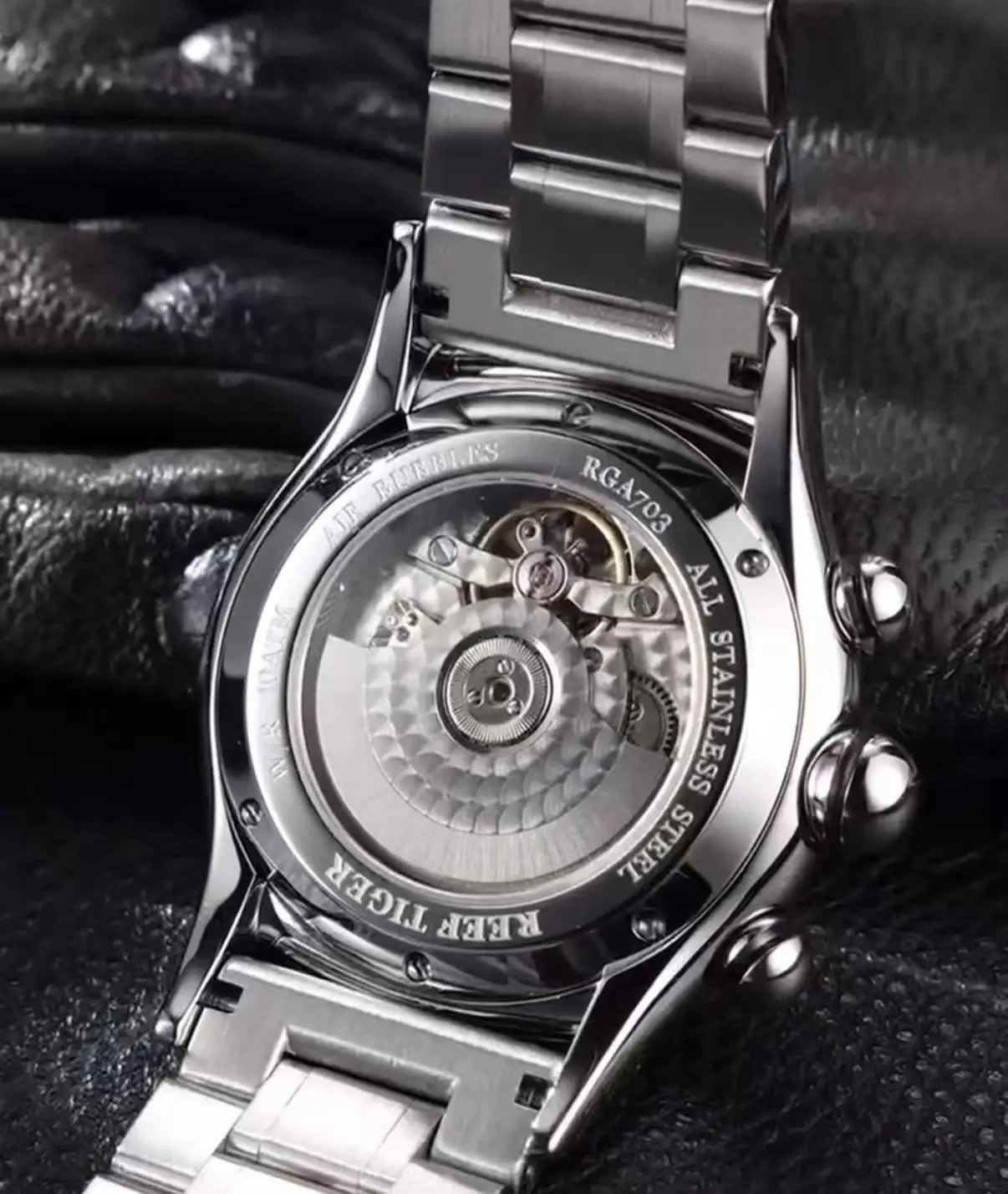 【REEF TIGER】 Men's watch with pure skeleton tourbillon, imported fully automatic mechanical watch for men