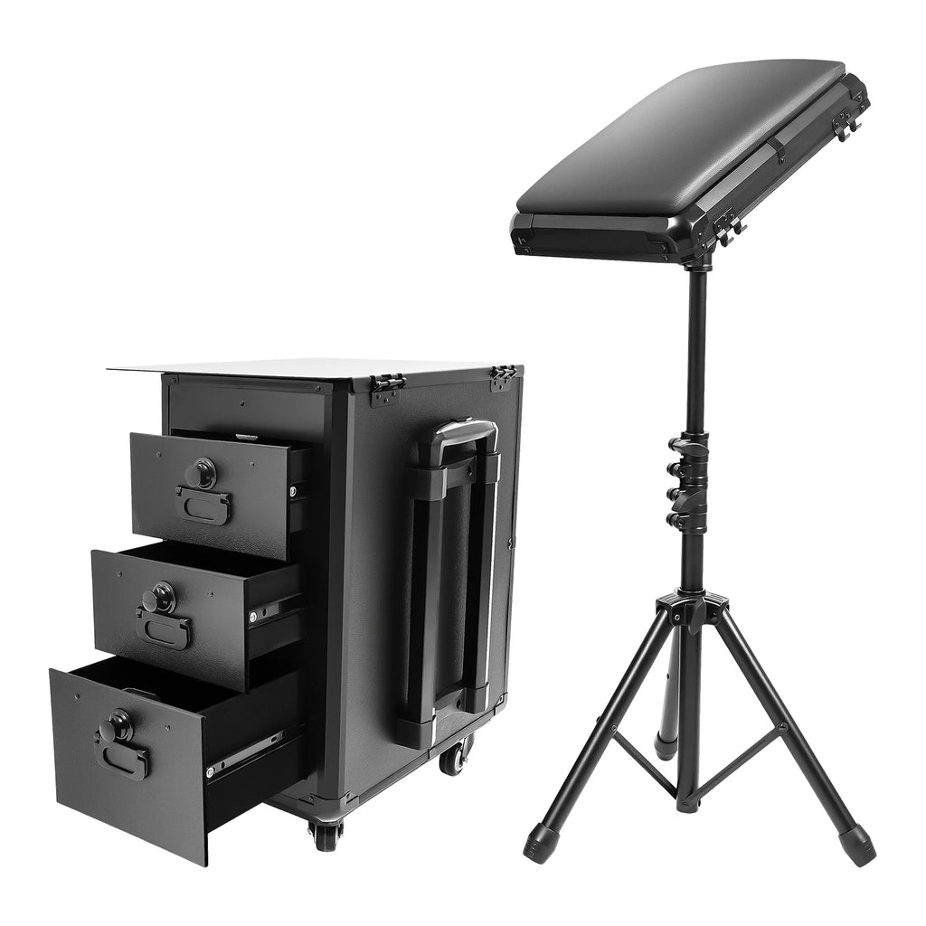 3 Drawers Rolling Makeup Case Tattoo Suitcase Mobile Manganese Steel Makeup Case with Combination Lock 4 Wheels 2 Brakes