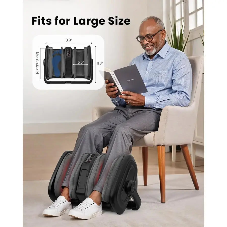 Shiatsu Foot Massager Machine, Foot Calf Massager with Heat, Squeeze amp Vibration Massage, Remote Control, UP to Men Size 14