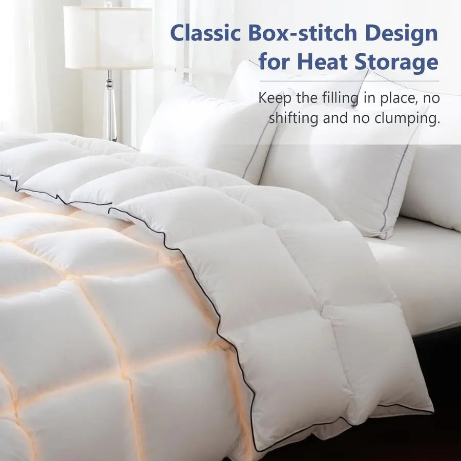 Feather Down Fiber Comforter Full Size, Ultra Soft Fluffy Duvet Insert Full, All Season Luxurious Hotel Bedding Comforter with C