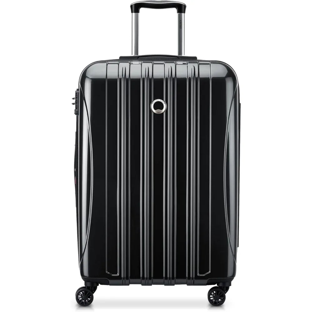 Medium 24 Inch Expandable Hardside Spinner Luggage with Aero Design, Black, Ideal for Travel and Checked Luggage