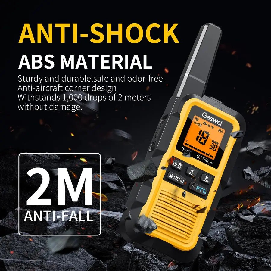 HeavyDuty Walkie Talkies IP67 Waterproof TwoWay Radios with NOAA Weather Alert amp Floating 2Watt Long Range for Job Sites, Hunt