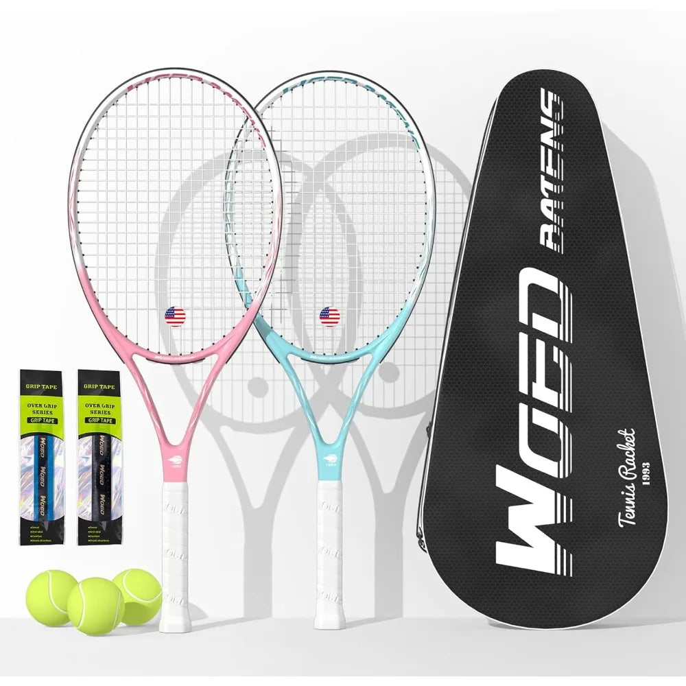 Tennis Rackets for Adults 27 Inch Complete Set with Balls Overgrips Dampers