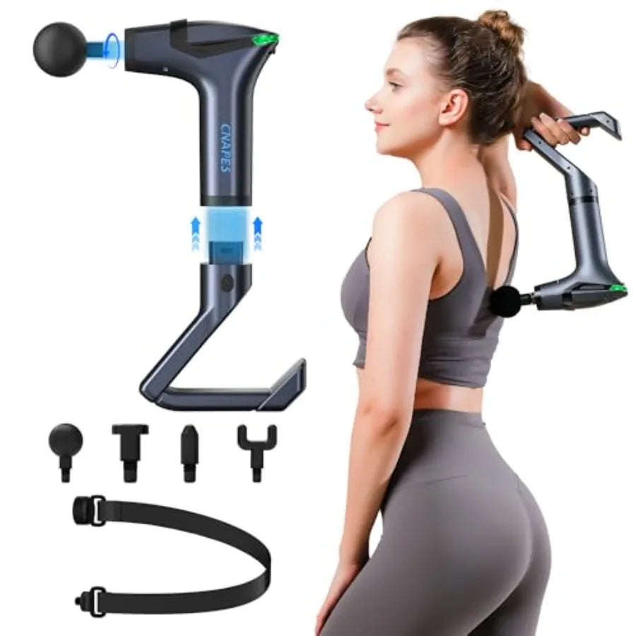 3-in-1 Massage Gun Deep Tissue with Muscle Massager Belt and Extended Handle Handheld Percussion Device for Muscle Neck Back Pa
