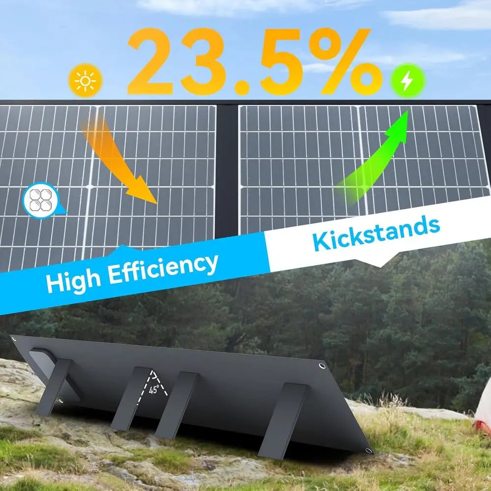 200W Portable Solar Panel for Power Stations, Foldable & Lightweight with Kickstand, USB-C PD3.0 & USB-A QC3.0, MC4 & Multi-Outp