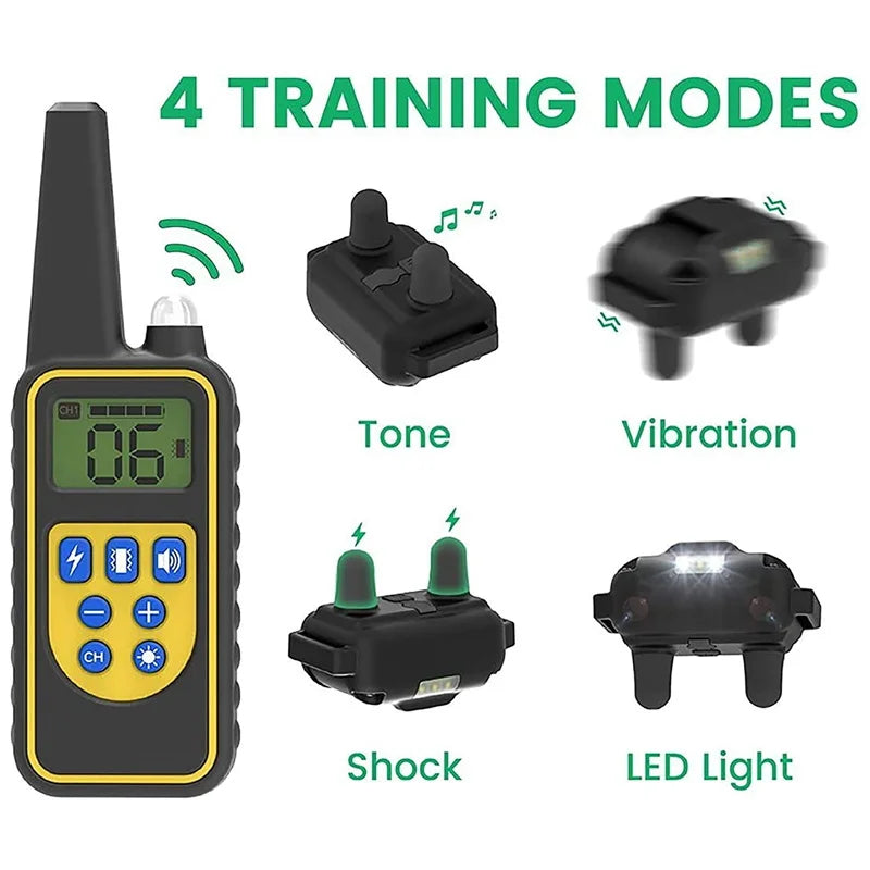 Electric dog trainer and bark stop device Dog Training Collar Rechargeable remote control IP67 waterproof Suitable