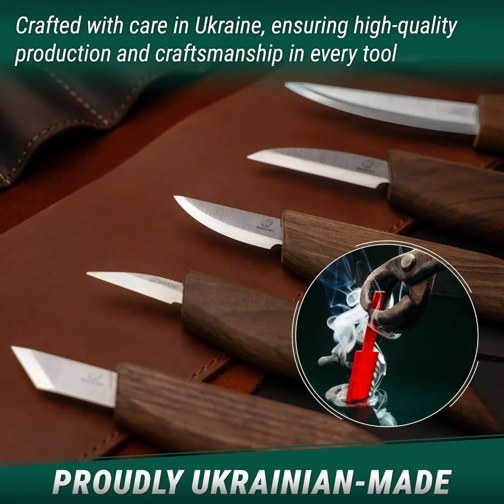 Deluxe Wood Carving Kit S18X Wood Carving Knife Set Spoon Carving Tools Set Whittling Knives Kit Woodworking Kit Wood