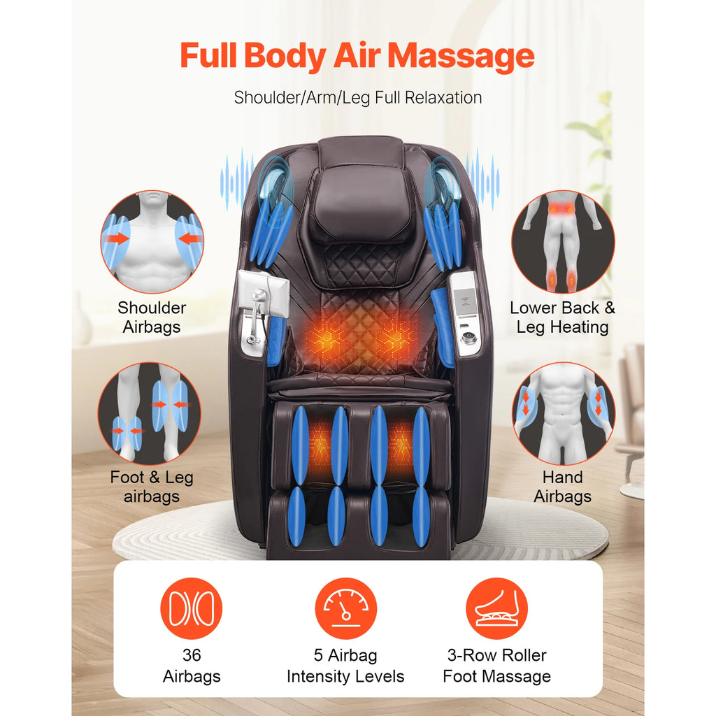 SucceBuy Massage Chair 4D Full Body Zero Gravity Recliner w/SL Track Stretch AI Voice Control Heat Foot Roller Retractable Pedal