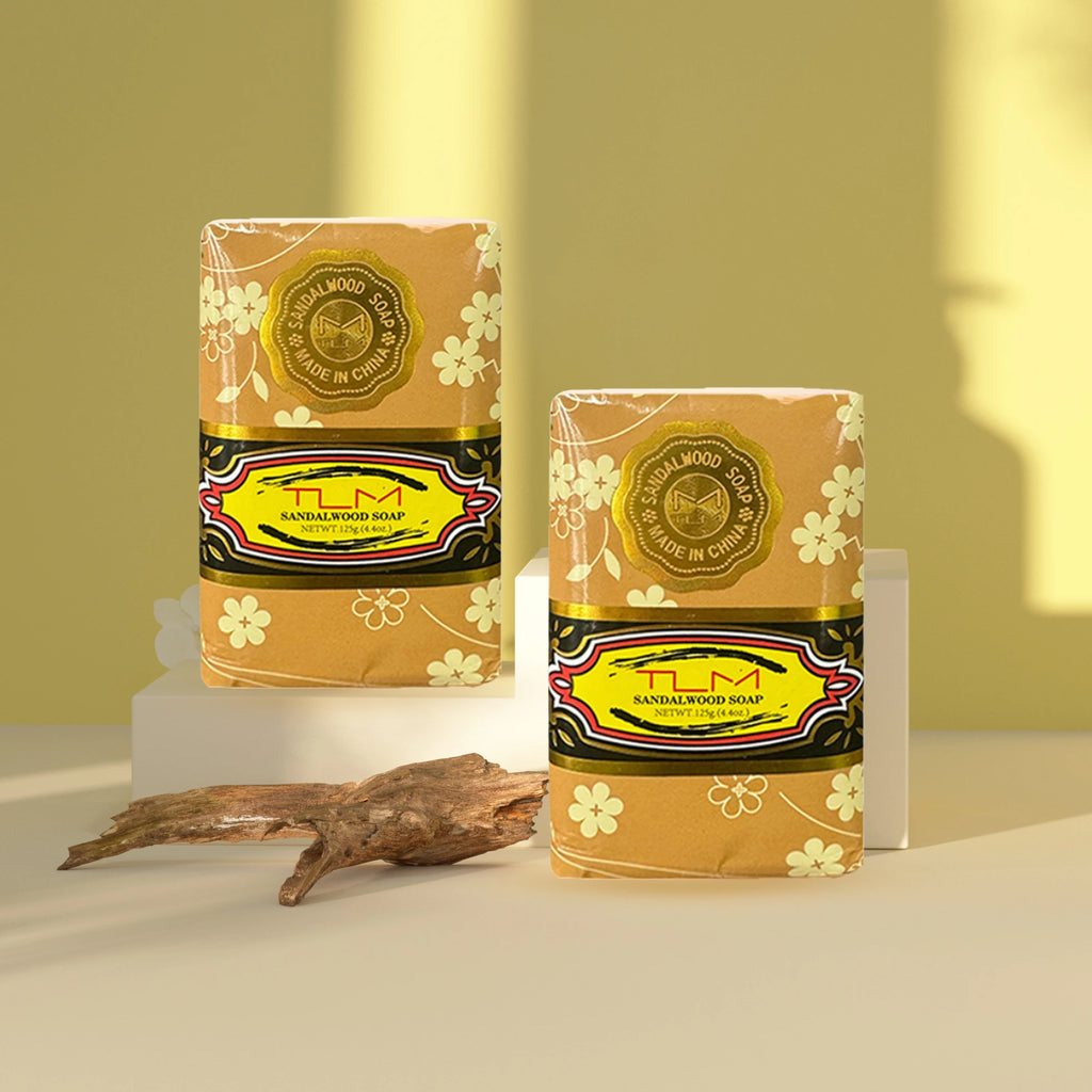 3Pc Bee Flowers Sandalwood Soap 125G Deep Cleansing  Bath Clean To Mites Family Soothing for Dry Skin Body Care Soap