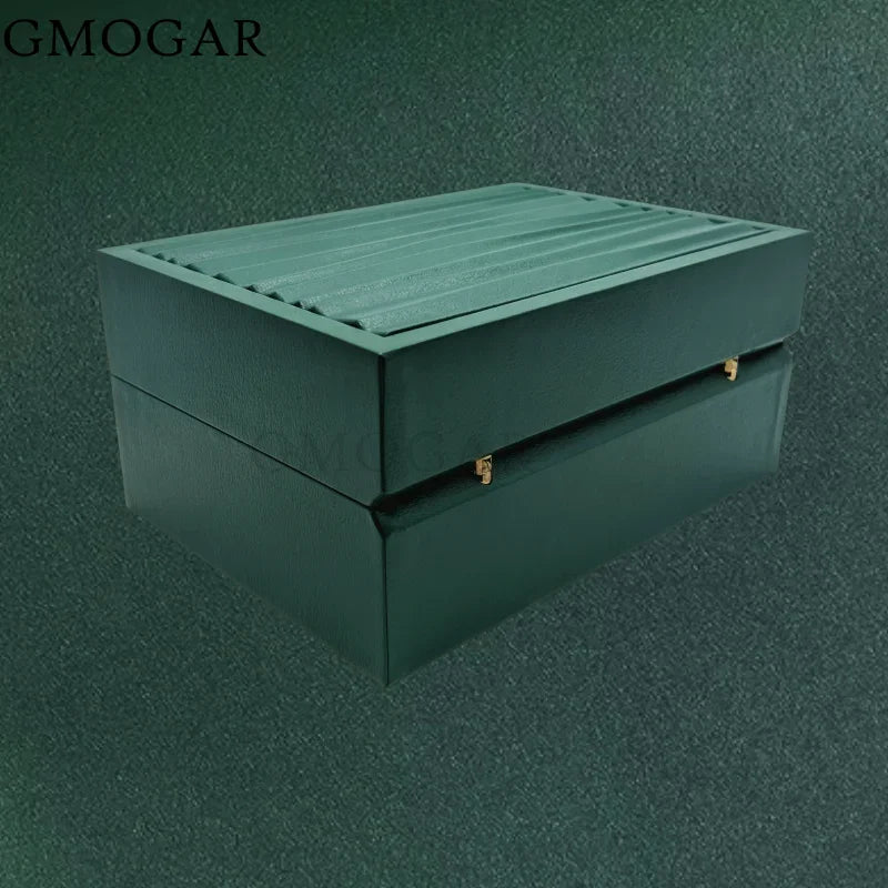 New Green Wooden Single Watch Display Case Bracelet Storage Organiser Box for Valentine Day Birthday Microfiber flannel No Logo