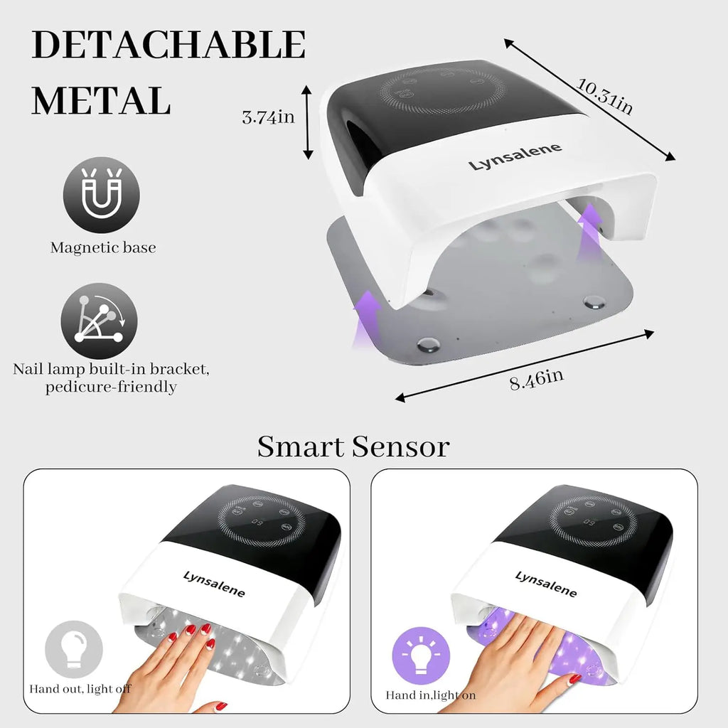 132W Rechargeable UV LED Nail Lamp with 4 Timers & LCD Screen for Gel Nails – Fast Curing, Salon & Home Use