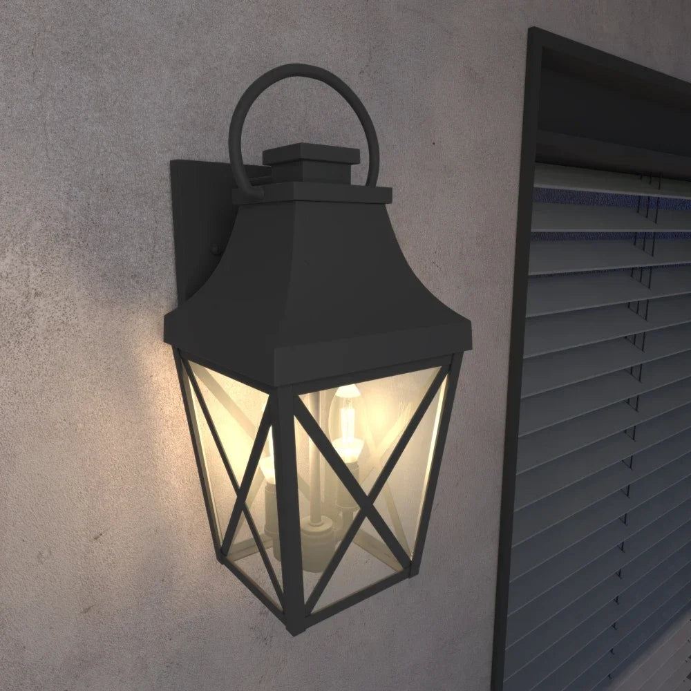 Outdoor Wall Lights Porch Lights Waterproof Outdoor Wall Sconce Exterior Light Fixture Matte Black with Clear Glass Shade