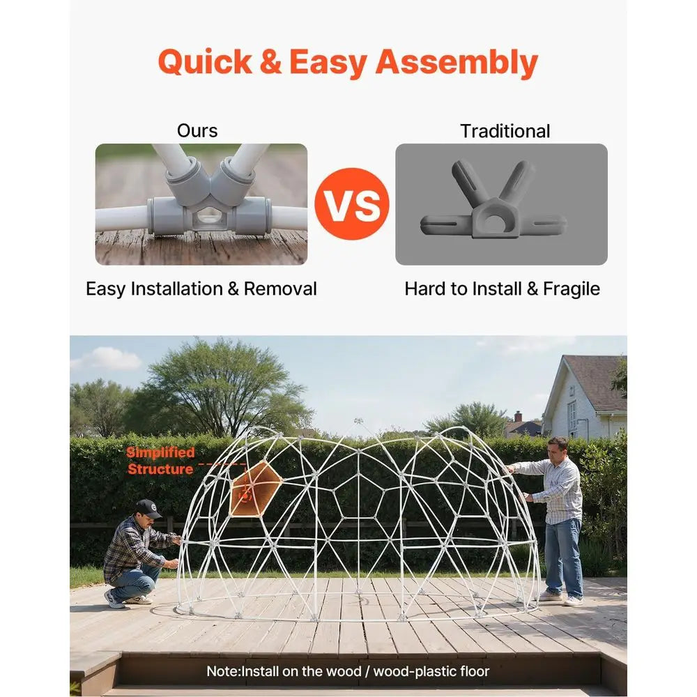 12ft x 7ft Clear PVC Geodesic Dome Tent, Waterproof 4-7 Person Igloo for Outdoor Camping & Backyard Parties