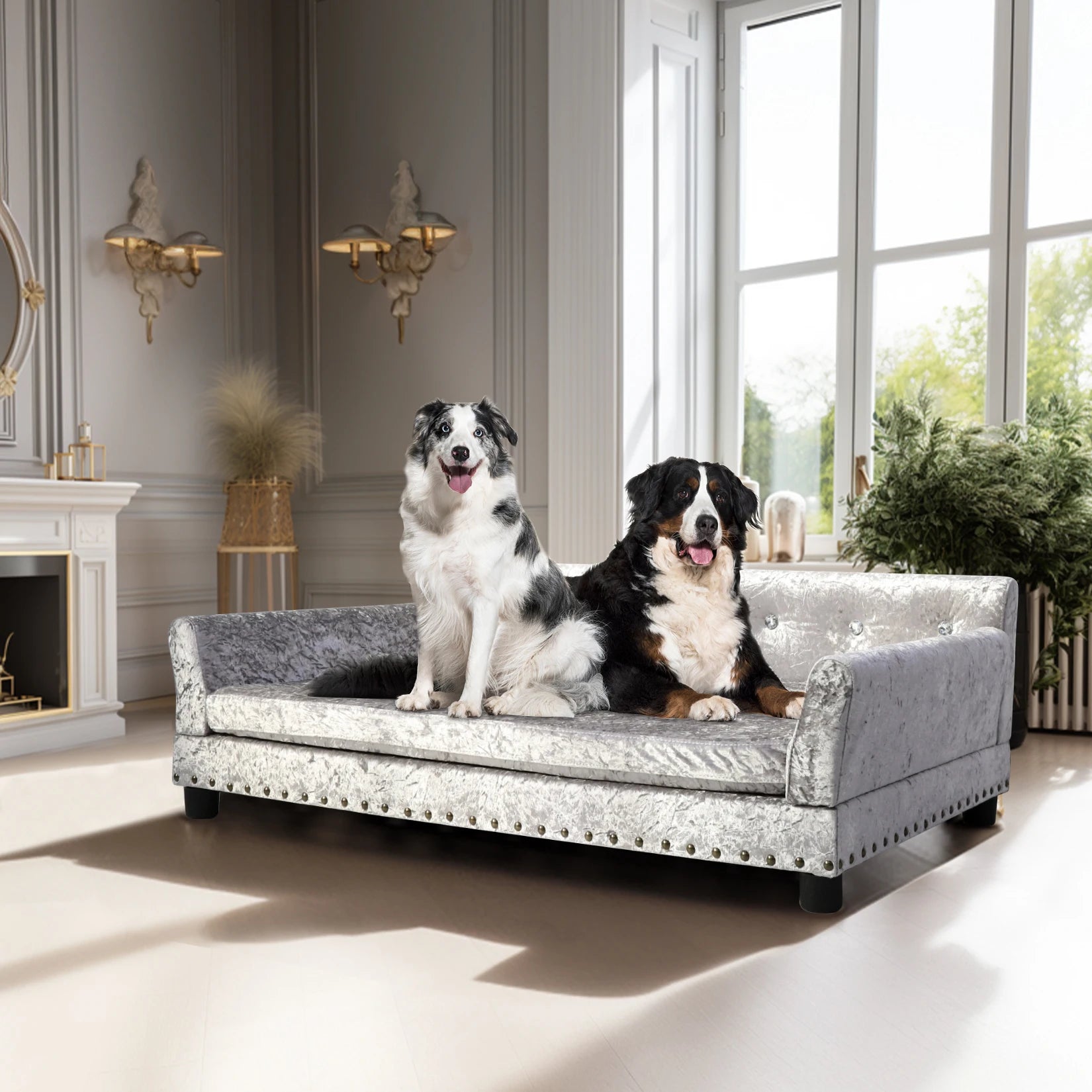 Heavy Duty Pet Sofa Large Raised Dog Bed Cushioned Sofa Softly Pet Cat Bed Puppy Sofa Couch Lounge Bed