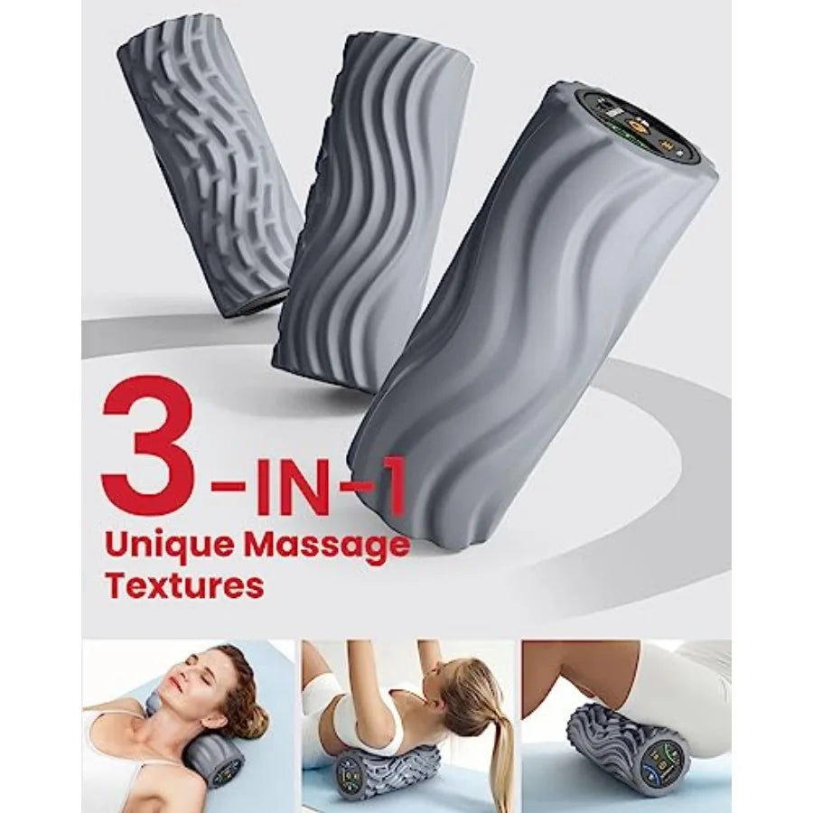 Vibrating Foam Roller for Back Pain FSAandHSA Eligible 5-Speed Muscle Massage Exercise Muscles Deep Tissue Physical Therapy Pil