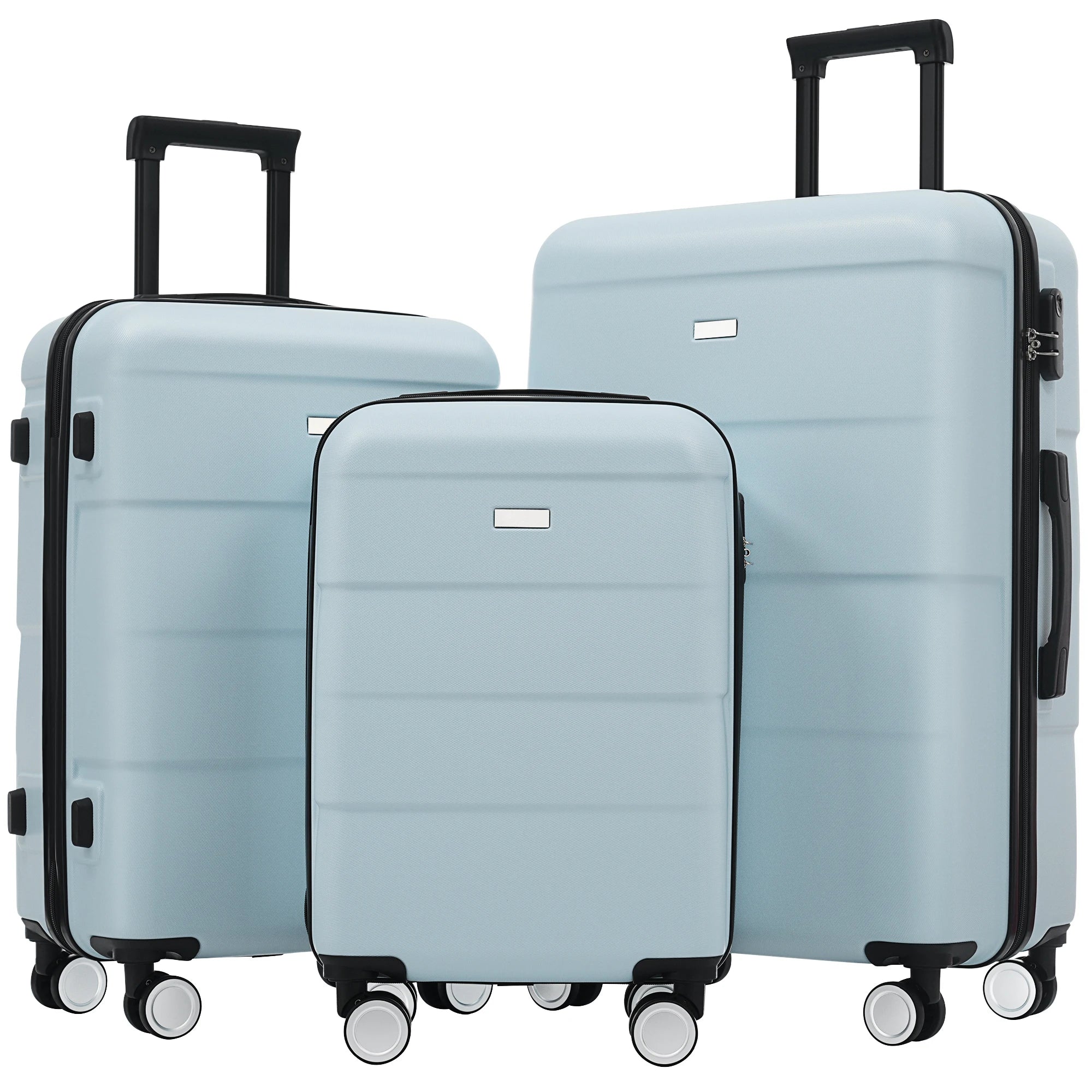 Hardshell Luggage Sets 3 Piece Double Spinner Wheels Suitcase with Handle Password Lock, Lightweight 20"+24"+28" Luggages