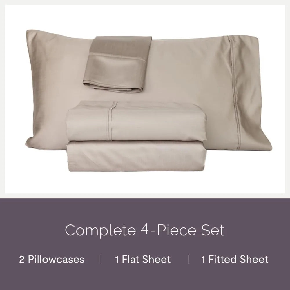 Jennifer Adams 1000 Thread Count Sheet Set – Luxury Viscose from Bamboo Poly Blend Sheets for Ultimate Comfort & Softness, Birch