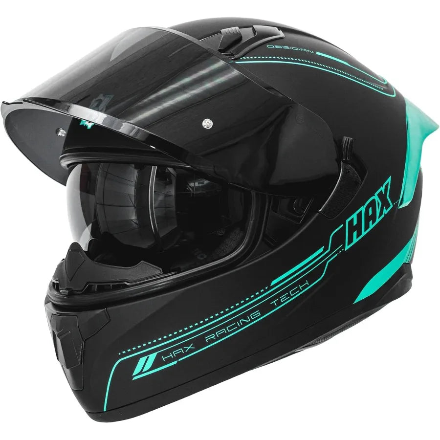 Full face dual visor adult motorcycle helmet designed for street and sport biking featuring Pinlockready lens compatibility DOT