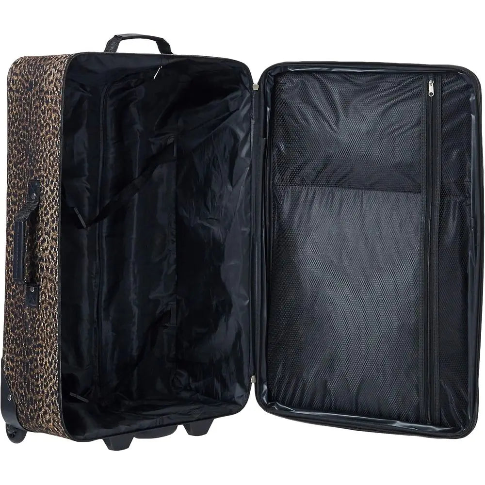 Leopard Print Rockland Jungle 4-Piece Luggage Set: 14, 19, 24, 28