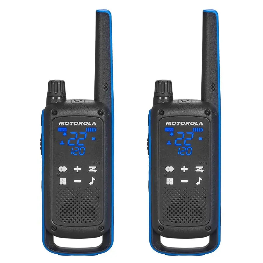 Portable FRS, T802, Talkabout, TwoWay Radios Waterproof IP54 Walkie Talkie Emergency Preparedness, Rechargable, 22 Channel, 35 M