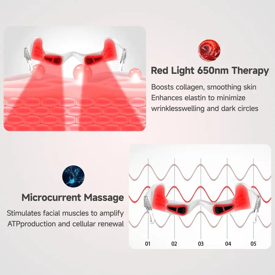 Light Therapy Eye Massager with Microcurrent 3D Contour Design for Dark Circles, Puffiness, Eye Bags amp Wrinkles Under Eye Trea