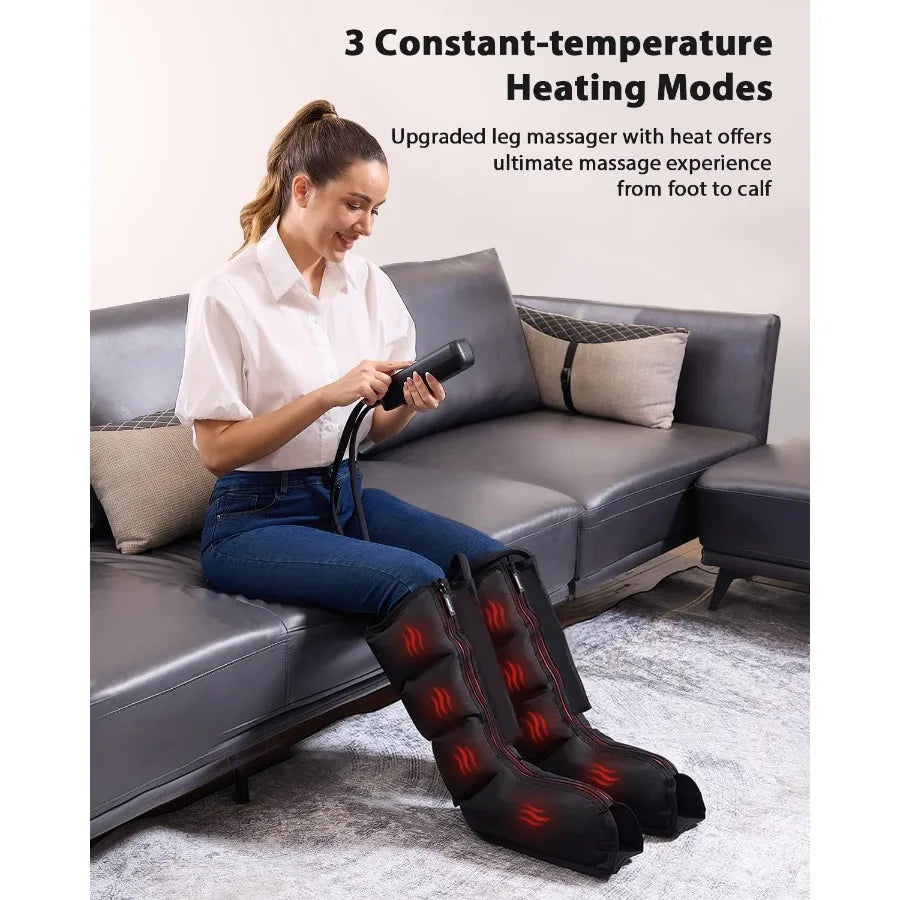 Leg Massager with Heat and Compression for Enhanced Blood Circulation and Muscle Pain Relief Ideal for Relaxation After Work or