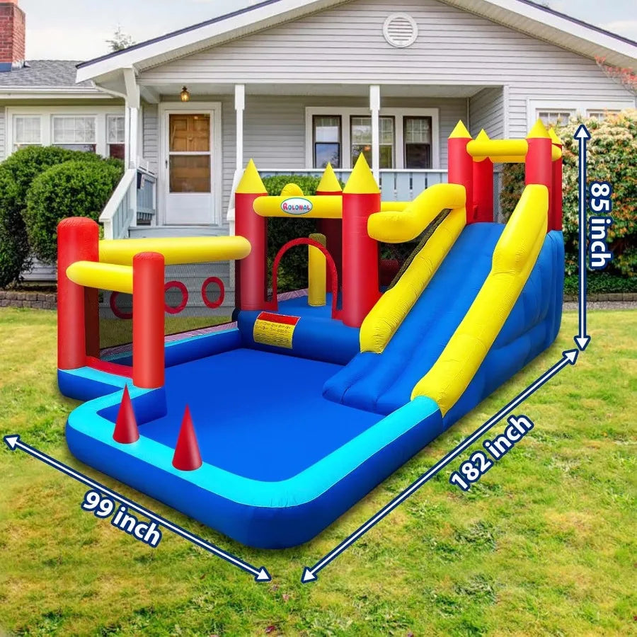 Bounce HouseInflatable Bouncer with Air Blower for 310 Outdoor and Indoor Jumping Castle with Long Slide Trampoline Obstacles C
