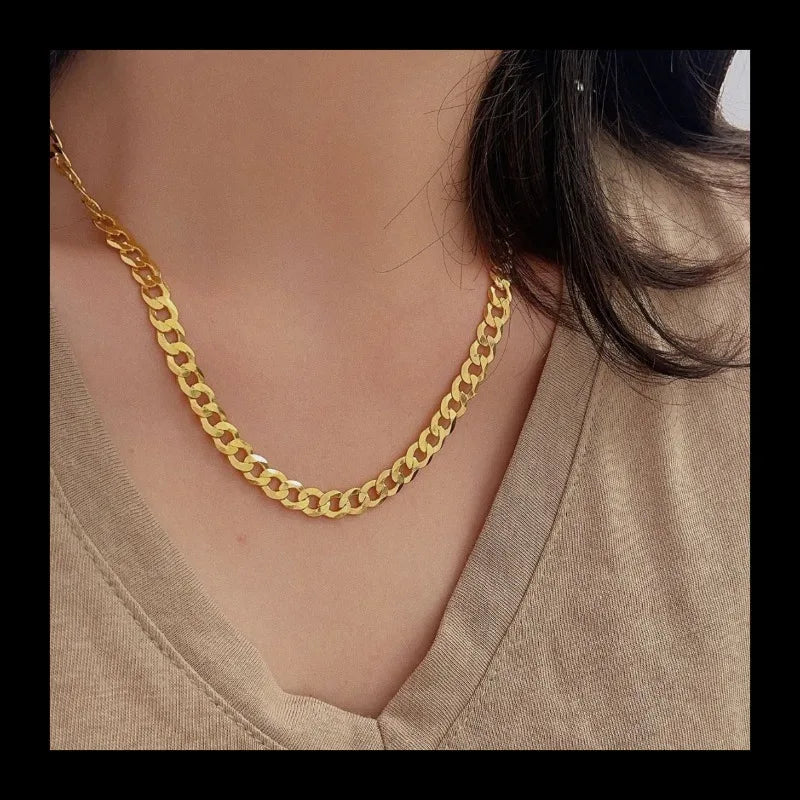 S925 silver explosion hip hop style gold necklace jewelry simple personality fashion high sense necklace