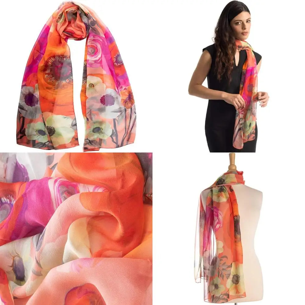 100% Silk Italian-Made Fashion Long Scarves for Women - Elegant Style Accessories