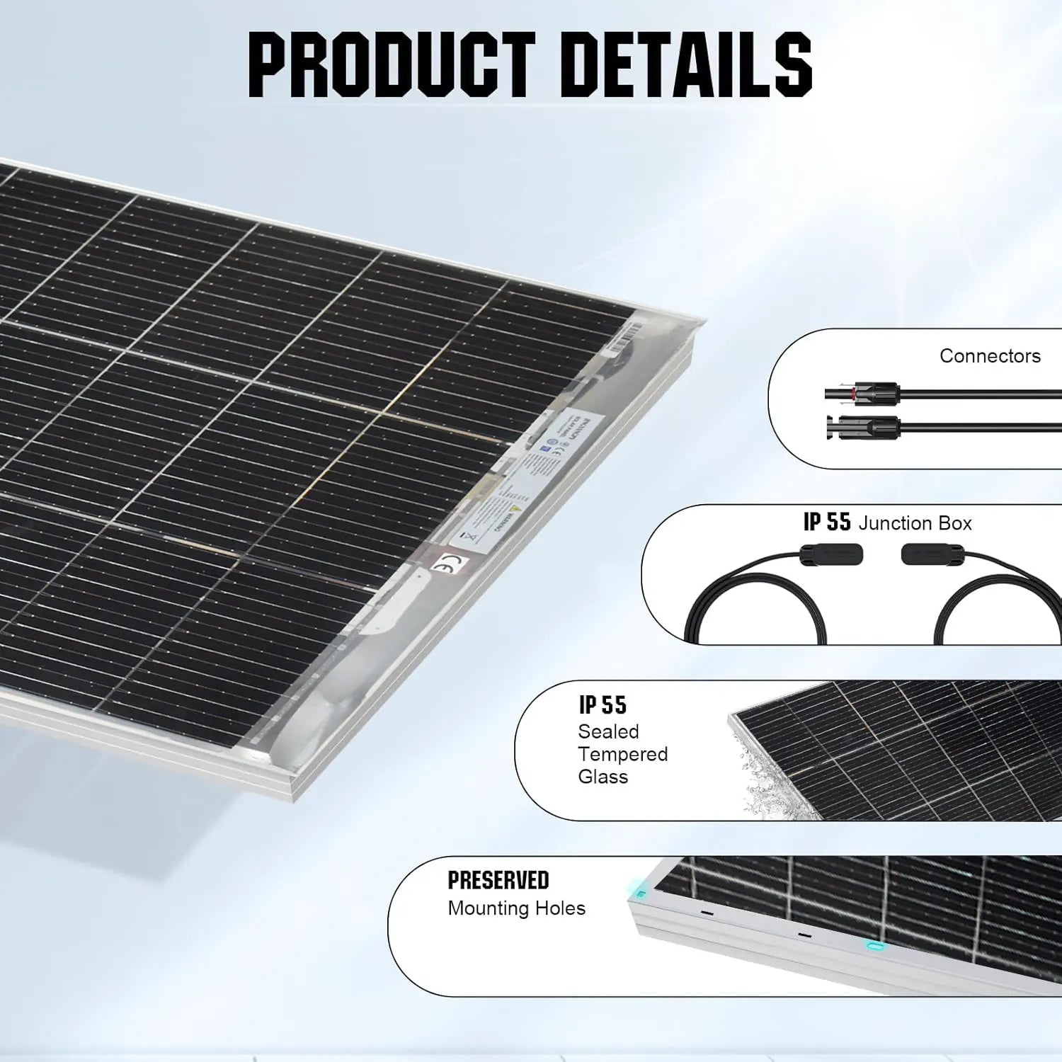 New Bifacial Solar Panel 2pcs120W 240w Monocrystalline Solar Module for 12V Batteries, Photovoltaic,Ideal for Motorhomes,
