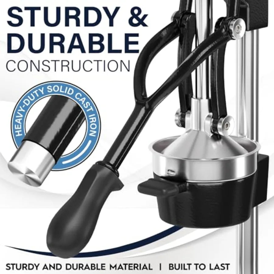 ExtraLarge Commercial Grade Manual Hand Press for Fresh Orange Juice Heavy Duty Countertop Citrus Juicer with Bonus Stainless S