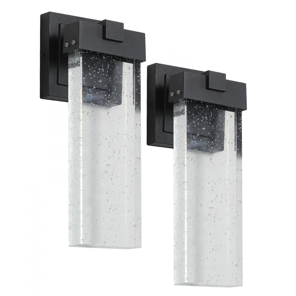 2Pcs LED Outdoor Wall Fixture Per Lamp Bubble Crystal Lampshade Light Sensor Auto-On Weatherproof for Doorway Terrace Decoration