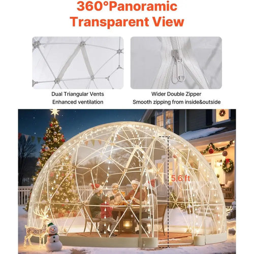 12ft x 7ft Clear PVC Geodesic Dome Tent, Waterproof 4-7 Person Igloo for Outdoor Camping & Backyard Parties