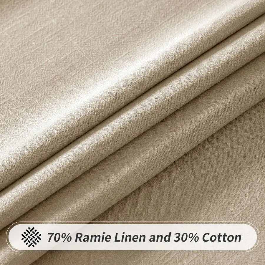 Natural Linen Cotton Blend Tablecloth Rectangle, Luxury Waterproof Stain Resistant Durable Farmhouse Oblong Table Cloth for Dini