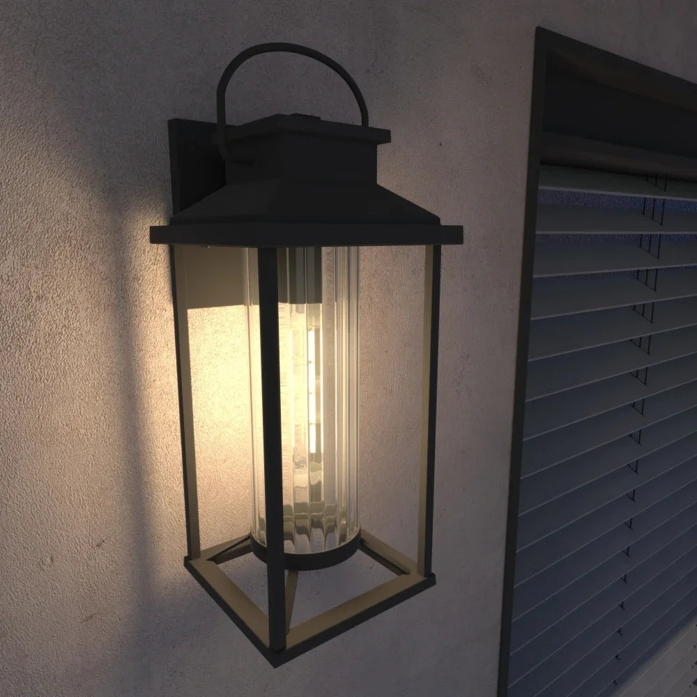 Outdoor Porch Lights Textured Black Exterior Lighting Fixtures Wall Mount Modern Outdoor Wall Sconce Lantern (2 Pack)