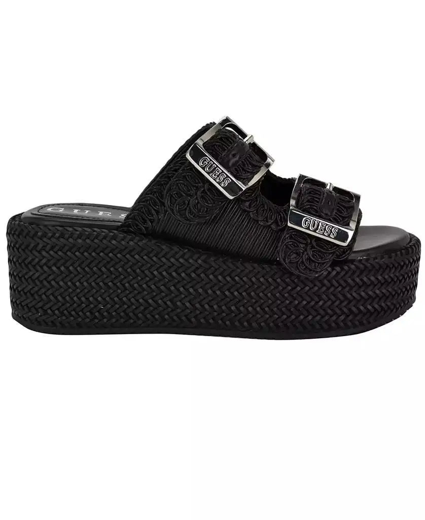 GUESS | Women's Binks Double-Buckle Woven Platform Wedge Sandals