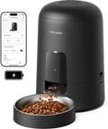 Wi-Fi Automatic Cat Feeder, 2L Rechargeable Pet Food Dispenser, 30-Day Battery, Black