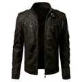 The new casual high-end fashion leather coat men sell European and American solid color handsome stand-up collar jacket