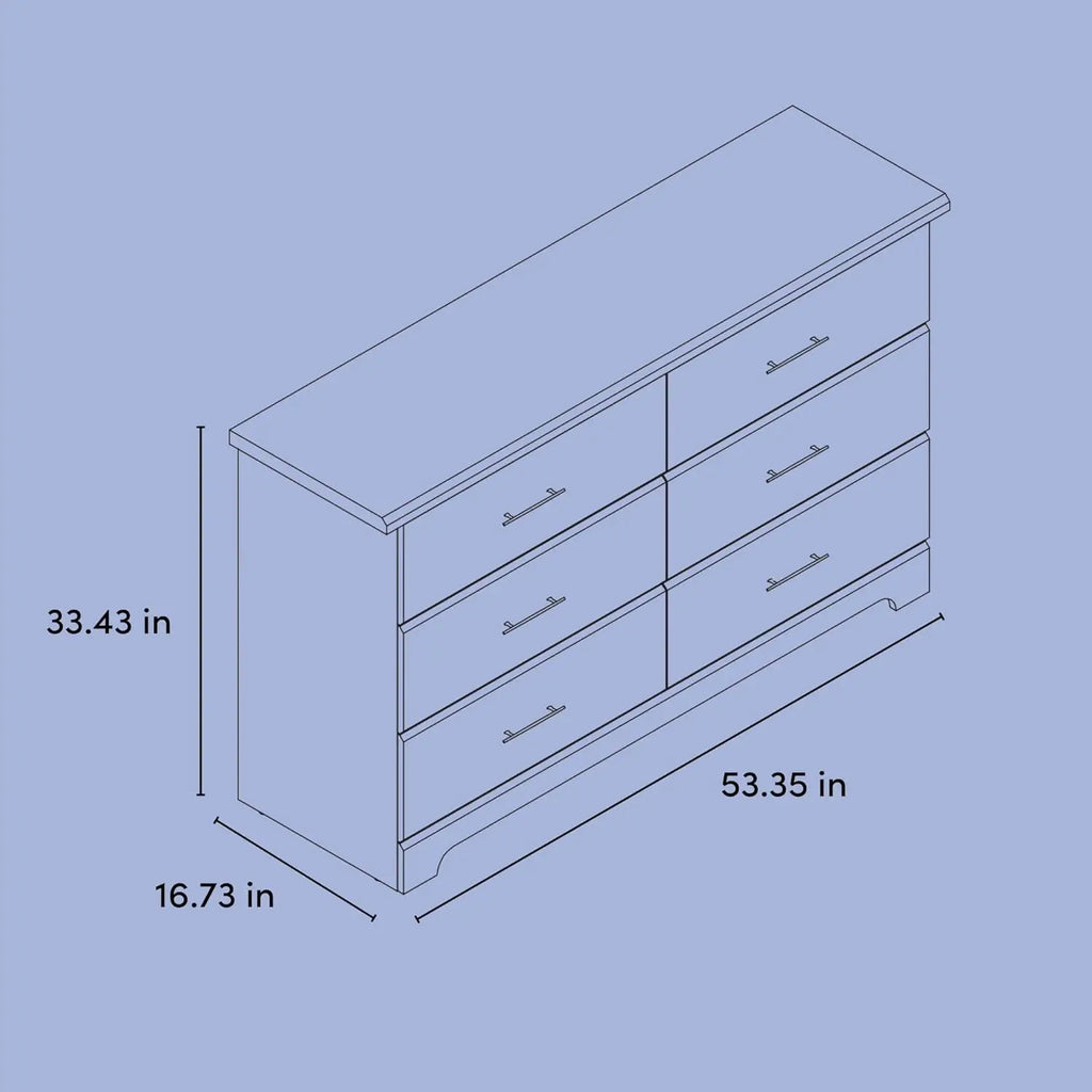 6-Drawer Driftwood Dresser – GREENGUARD Gold Certified, Kids Bedroom Storage Chest with Safety Interlocking Drawers