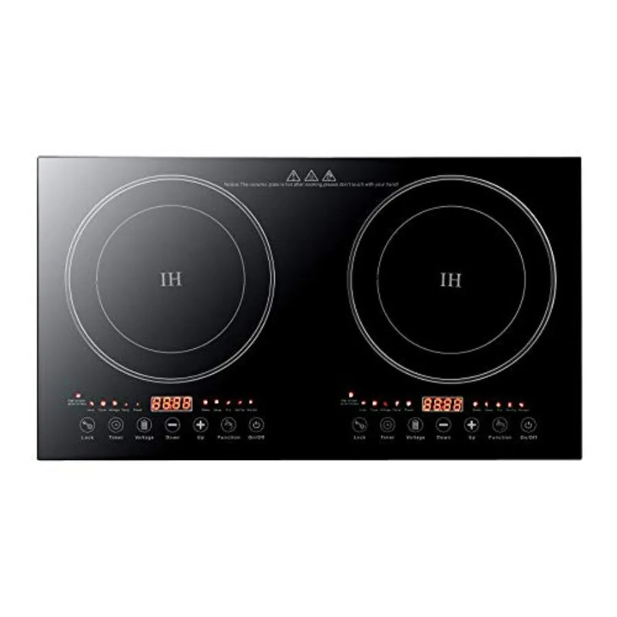 2400W Portable Induction Cooktop 2 Burner LCD Built-In Countertop Burners Electric Double Cooker 8 Gear Firepower Ceramic Cookt